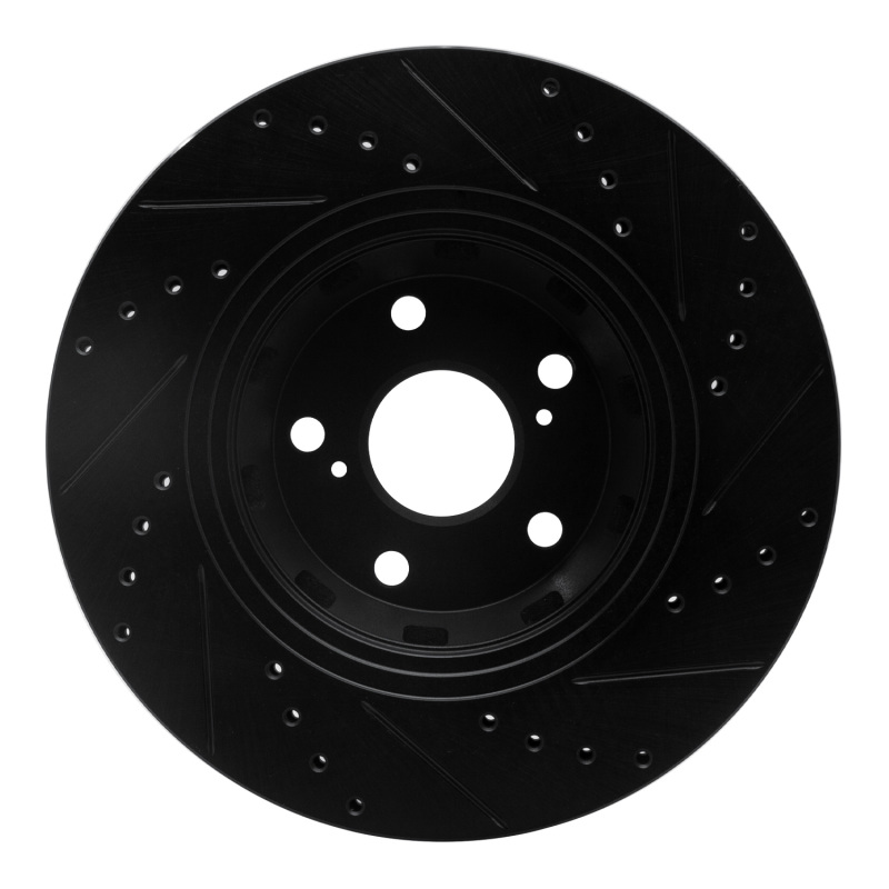 Toyota Venza Brake Rotor (1) - Front Left - R1 Concepts - Drilled & Slotted - Black - `09-`15